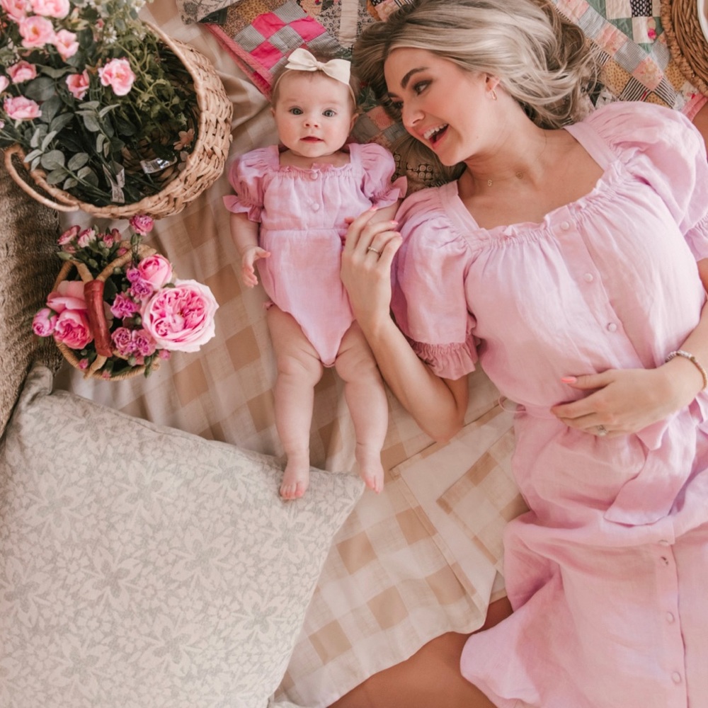 Ivy City Co Pink Romper 6-9mths